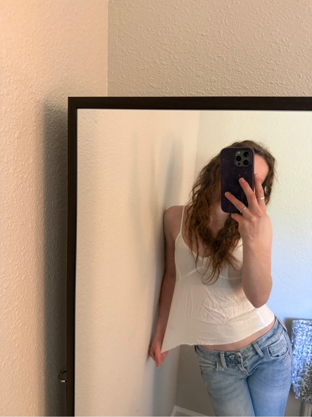 Brandy Melville White Lace-Trim Cami Tank Top